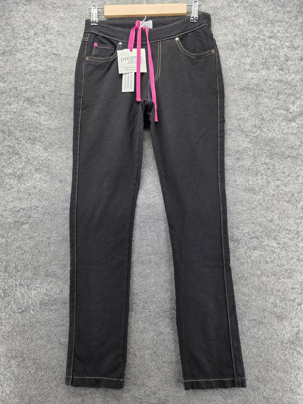 Pajama Jeans Jeans Womens XS Black Straight Slim Elastic Waist 30 Inseam